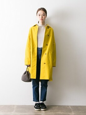 「URBAN RESEARCH（アーバンリサーチ）のアイテム（ステンカラーコート）」を使った、オオノさん（レディース・162cm）の冬コーディネート
