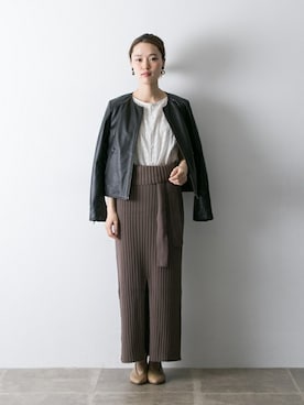 「URBAN RESEARCH（アーバンリサーチ）のアイテム（ライダースジャケット）」を使った、オオノさん（レディース・162cm）の春コーディネート