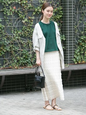 「チョーカー」｜「アイテム（その他アウター）」を使った、オオノさん（レディース・162cm）の春コーディネート