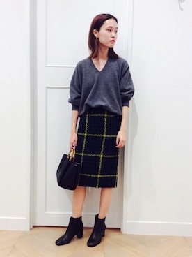 「MOHI（モヒ）のアイテム（ブーツ）」を使った、オオノさん（レディース・162cm）の秋コーディネート