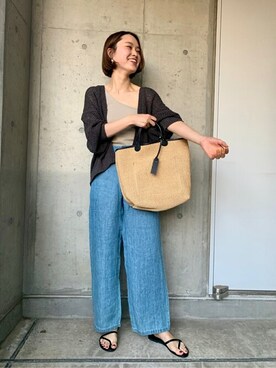 「ざっくりカーデ」｜オオノさん（レディース・162cm）の春コーディネート