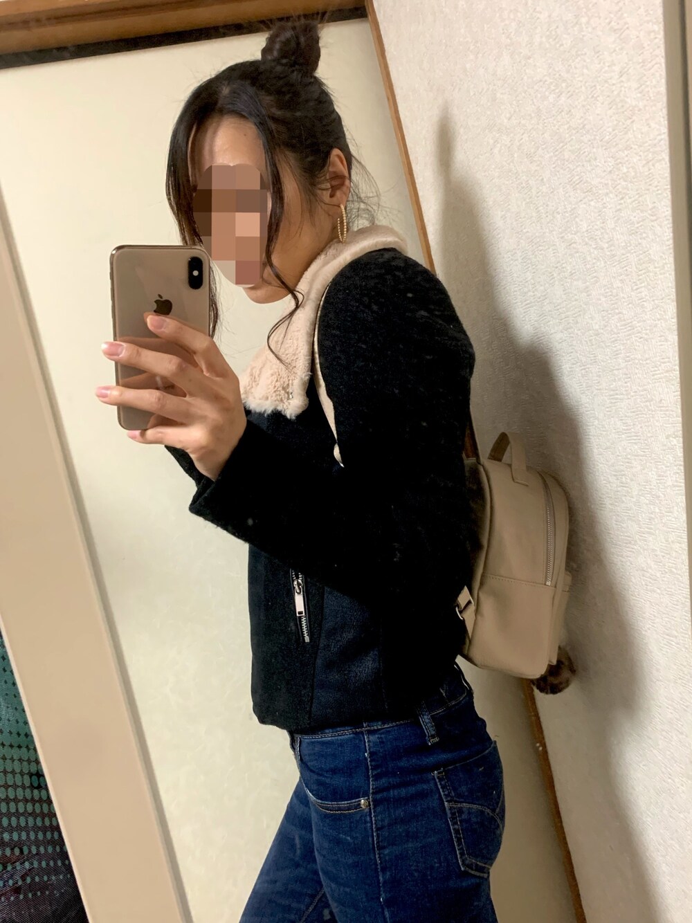 「ママファッション、きれいめカジュアル、シンプル」｜「H&Mのアイテム（バックパック/リュック、ベージュ系）」を使った、pipi0602さん（レディース・158cm）の冬コーディネートの1枚目の写真