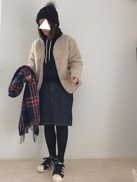 「DHOLIC（ディーホリック）のアイテム（その他アウター）」を使った、haさん（レディース・152cm）の冬コーディネート