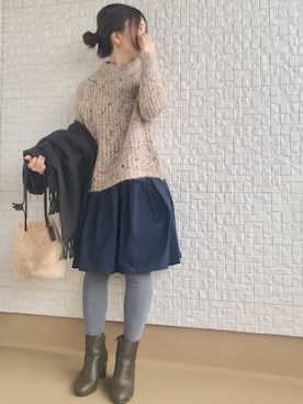 「URBAN RESEARCH ROSSO WOMEN（アーバンリサーチ　ロッソ）の無地ストール（ストール/ショール）」を使った、haさん（レディース・152cm）の冬コーディネート