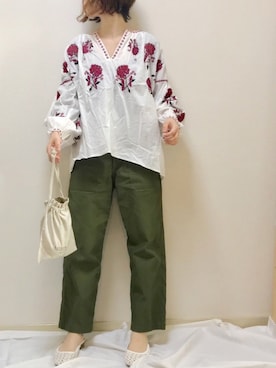 「LOWRYS FARM（ローリーズファーム）のアイテム（ポーチ）」を使った、haさん（レディース・152cm）の春コーディネート