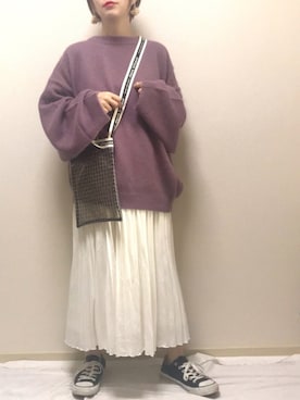 「ISOOK（アイスー）のアイテム（ニット/セーター）」を使った、haさん（レディース・152cm）の秋コーディネート