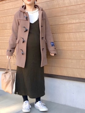 「キャミワンピ」｜「アイテム（ダッフルコート）」を使った、haさん（レディース・152cm）の冬コーディネート