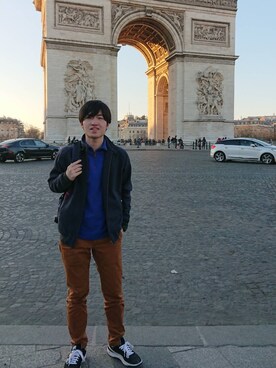 「FRED PERRY（フレッドペリー）のアイテム（ブルゾン、ブラック系）」を使った、ペイズリーマニアさん（メンズ・171cm）の秋コーディネート