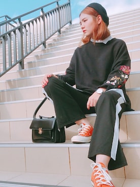 「allstar」｜「アイテム（シャツ/ブラウス）」を使った、Han Liangさん（レディース・163cm）の秋コーディネート