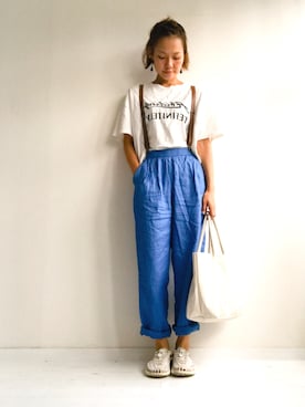 「マリンコーデ」｜「アイテム（スラックス）」を使った、saccoさん（レディース・163cm）の秋コーディネート
