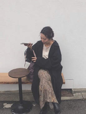 「アイテム（ステンカラーコート）」を使った、W@さん（レディース・158cm・20代）の春コーディネート