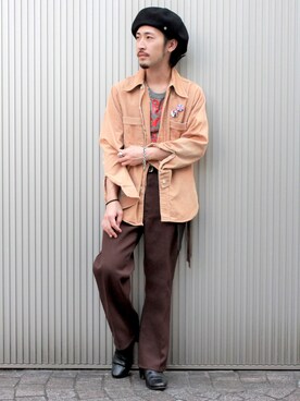 「70's」｜「アイテム（ハンチング/ベレー帽）」を使った、RENさん（メンズ・161cm）の秋コーディネート