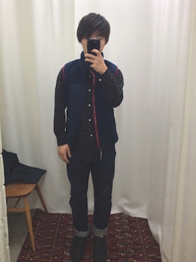 「OMNIGOD（オムニゴッド）のアイテム（パンツ）」を使った、みさきさん（メンズ・164cm）の秋コーディネート