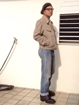 ハンチング ベレー帽を使った 色落ちデニム の人気ファッションコーディネート Wear