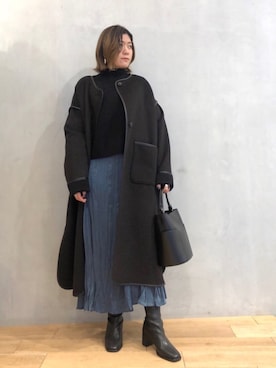 「ワッシャースカート」｜「アイテム（ジャケット/アウター）」を使った、kanamiさん（レディース・155cm）の冬コーディネート