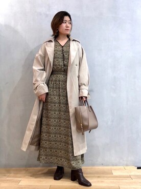 「ブラウンコーデ」｜「アイテム（トレンチコート）」を使った、kanamiさん（レディース・155cm）の冬コーディネート