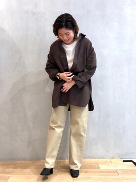 「アイテム（その他アウター、ブラウン系）」を使った、kanamiさん（レディース・155cm）の冬コーディネート
