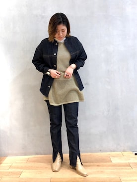 「インディゴデニム」｜「アイテム（その他アウター）」を使った、kanamiさん（レディース・155cm）の冬コーディネート