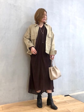 「オリーブ」｜「アイテム（その他シューズ）」を使った、kanamiさん（レディース・155cm）の冬コーディネート