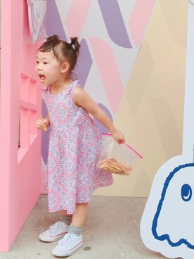 「OSHKOSH（オシュコシュ）のアイテム（ワンピース/ドレス）」を使った、Li&Lawさん（キッズ・90cm）の秋コーディネート