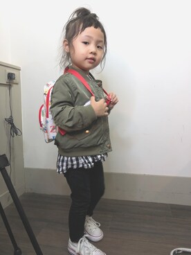 「OSHKOSH（オシュコシュ）のアイテム（ジャケット/アウター）」を使った、Li&Lawさん（キッズ・90cm）の秋コーディネート
