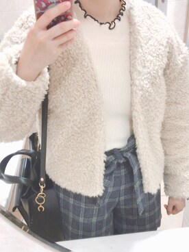 「フリルネック」｜「アイテム（ブルゾン）」を使った、❁sayaka❁さん（レディース・157cm）の冬コーディネート