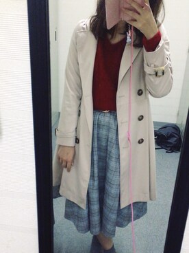 「TITTY&CO.（ティティーアンドコー）のアイテム（トレンチコート）」を使った、yukaさん（レディース・163cm）の秋コーディネート