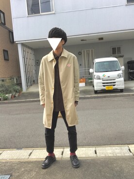 「niko and...（ニコアンド）のアイテム（ステンカラーコート）」を使った、えさん（メンズ・169cm）の秋コーディネート