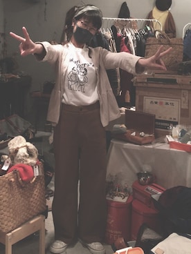 「UU（ユニクロ　アンダーカバー）のアイテム（パンツ）」を使った、rouuuuuさん（レディース・156cm）の冬コーディネート