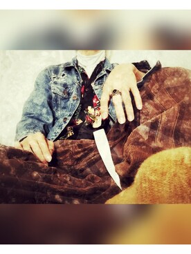 「リング」｜「アイテム（デニムジャケット）」を使った、koupeiさん（メンズ・165cm）の冬コーディネート