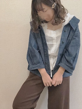 「へザー」｜「アイテム（デニムジャケット）」を使った、ryryryryryさん（レディース・152cm）の秋コーディネート