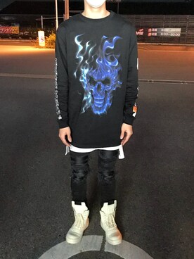 「RICK OWENS」｜「アイテム（その他トップス）」を使った、maaakunさん（メンズ・172cm）の秋コーディネート