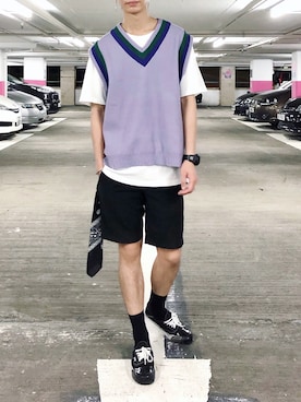 「1017 ALYX 9SM（アリクス）のアイテム（スニーカー）」を使った、Ho Ming Liuさん（メンズ・178cm）の春コーディネート
