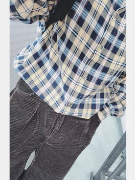 「Green　Parks（グリーンパークス）のWR ワイドコーデュロイパンツ＊（その他パンツ）」を使った、Kさん（レディース・157cm）の秋コーディネート