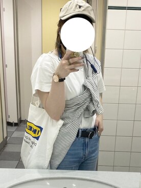 「kutir（クティール）のkutirlune／【調節自由】サークルリングベルト（ベルト）」を使った、Kさん（レディース・158cm）の夏コーディネート