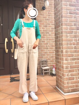 「おうちスタイル」｜「アイテム（オールインワン・サロペット）」を使った、mayuuさん（レディース・169cm）の春コーディネート