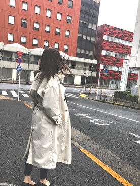 「RODEO CROWNS WIDE BOWL（ロデオクラウンズワイドボウル）のアイテム（トレンチコート）」を使った、るんちゃんさん（レディース・164cm）の冬コーディネート