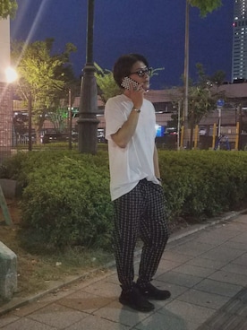 「DHOLIC（ディーホリック）のアイテム（スラックス）」を使った、Masaya.sさん（メンズ・170cm）の夏コーディネート