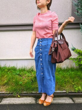 デニムスカートを使った 30代 の人気ファッションコーディネート Wear