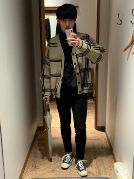 「MYne（マイン）のアイテム（バッグ）」を使った、swirさん（メンズ・183cm）の冬コーディネート
