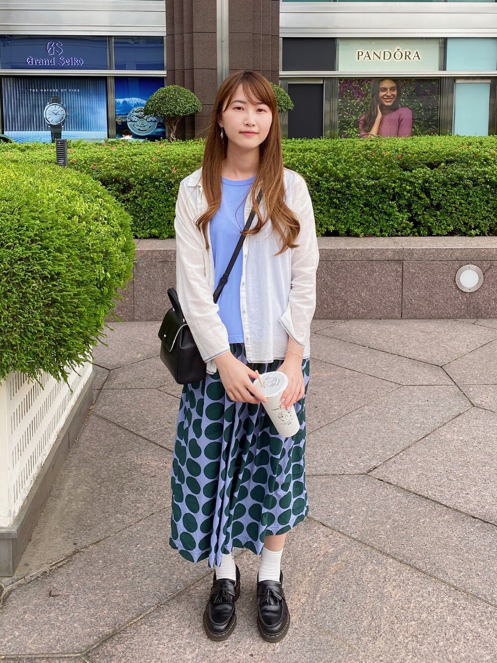 「nop de nod、Samansa Mos2、agnes b.、Dr.Martens、tabio」｜「nop de nodのPolka タックキュロットスカート（スカート、グリーン系）」を使った、HSさん（レディース・161cm）の秋コーディネートの1枚目の写真