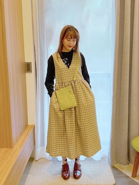 「POU DOU DOU（プードゥドゥ）のアイテム（ジャンパースカート）」を使った、HSさん（レディース・161cm）の冬コーディネート