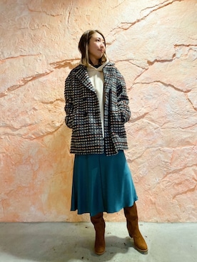 「フーディー」｜「アイテム（チェスターコート）」を使った、aguriさん（レディース・160cm）の秋コーディネート