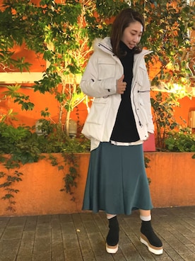 「グリーンスカート」｜「アイテム（ジャケット/アウター）」を使った、aguriさん（レディース・160cm）の冬コーディネート