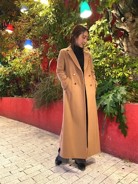 「アイテム（チェスターコート）」を使った、aguriさん（レディース・160cm）の冬コーディネート