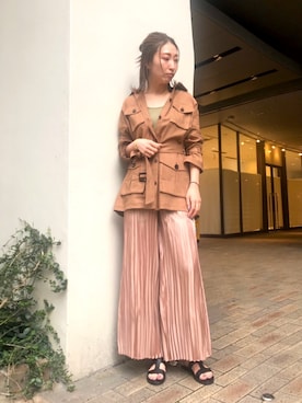 「プリーツパンツ」｜aguriさん（レディース・160cm）の春コーディネート