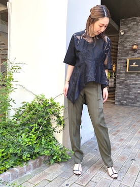 「カーキパンツ」｜aguriさん（レディース・160cm）の春コーディネート