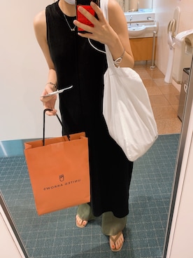 「ROKU」｜「アイテム（チュニック）」を使った、cotiwaさん（レディース・163cm）の夏コーディネート