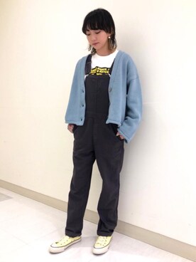 「CONVERSE（コンバース）の【予約】＜CONVERSE（コンバース）＞∴ALL STAR  PET-CANVAS HI スニーカー（スニーカー、イエロー系）」を使った、Seina Yamanamiさん（レディース・162cm）の冬コーディネート