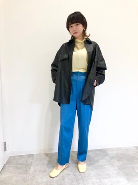 「BEAUTY&YOUTH UNITED ARROWS（ビューティーアンドユースユナイテッドアローズ）のBY シアーボトルネックロングスリーブニットプルオーバー -ウォッシャブル-（ニット/セーター、イエロー系）」を使った、Seina Yamanamiさん（レディース・162cm）の冬コーディネート